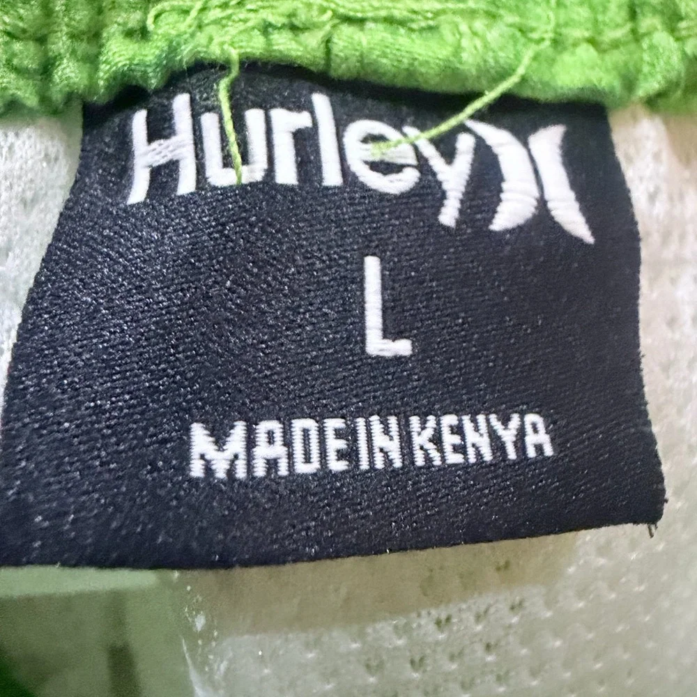 Hurley Kids Neon Green Swim Trunks with Black Drawstring